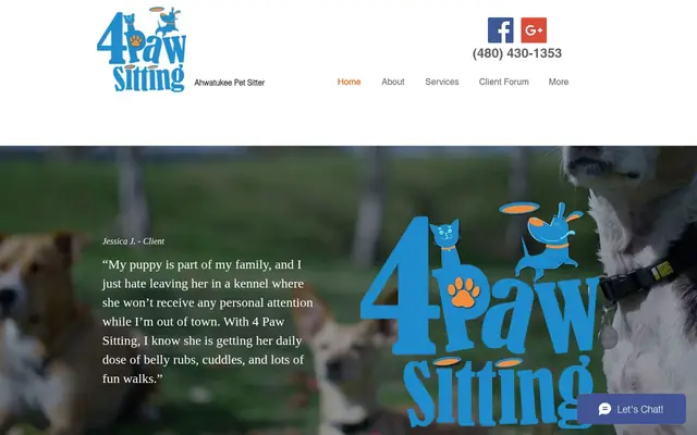 Homepage of 4Paw Sitting LLC – cat sitter in Phoenix, AZ