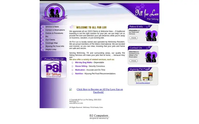 Homepage of All Fur Luv Pet Sitting – cat sitter in Celina, TX