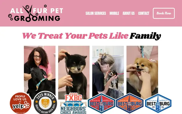 Homepage of All Fur Pet Grooming – cat sitter in Fredericksburg, VA