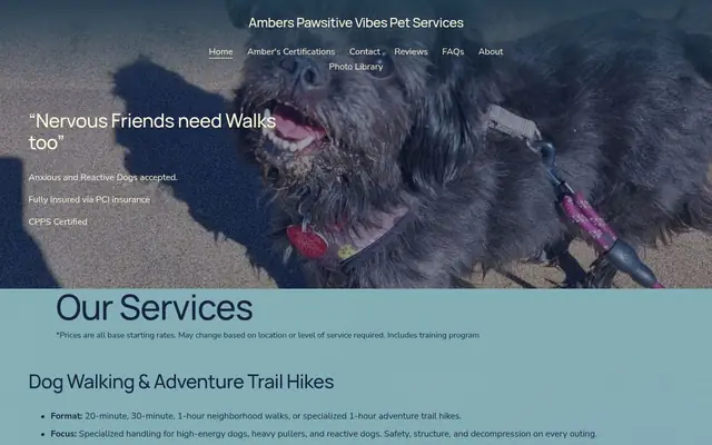 Homepage of Ambers Pawsitive Vibes Pet Services – cat sitter in Belchertown, MA