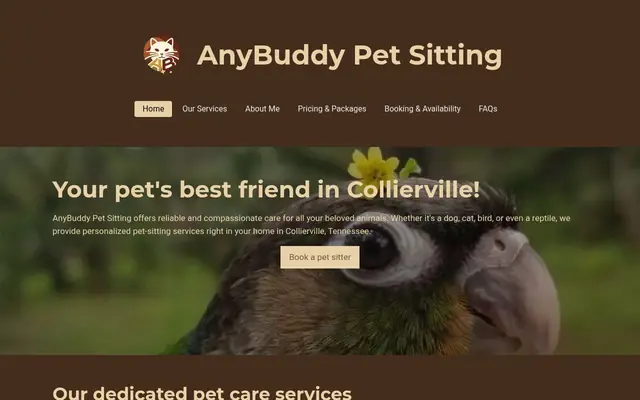 Homepage of AnyBuddy Pet sitting – cat sitter in Collierville, TN