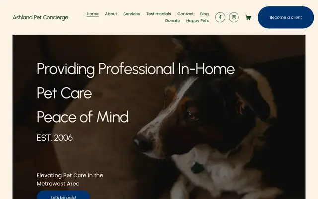 Homepage of Ashland Pet Concierge – cat sitter in Hopkinton, MA