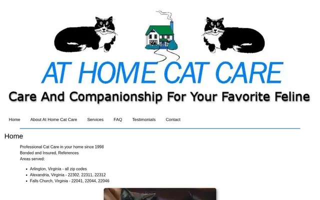 Homepage of At Home Cat Care – cat sitter in Falls Church, VA