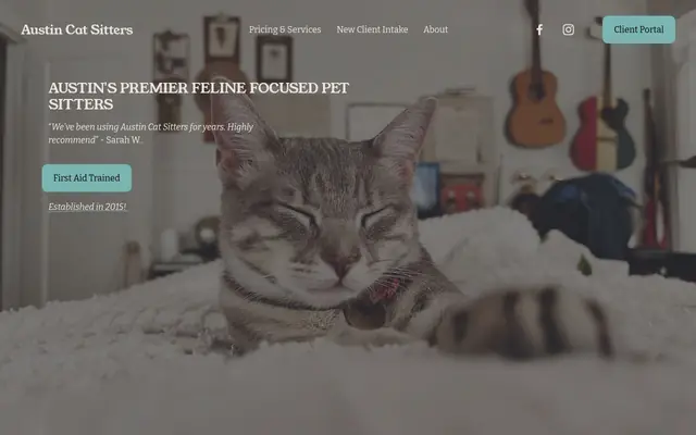 Homepage of Austin Cat Sitters – cat sitter in Texas