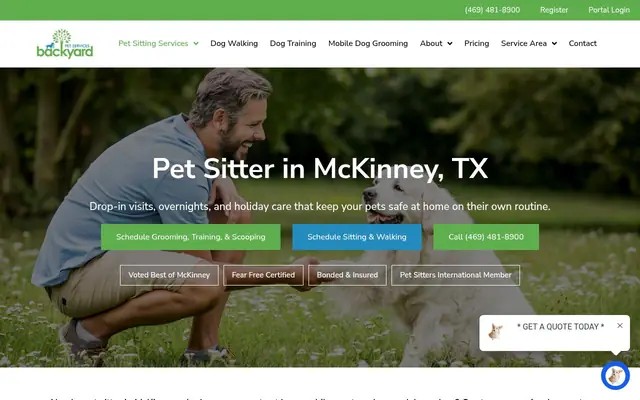 Homepage of Backyard Home and Pet Sitting – cat sitter in Fort Worth, TX