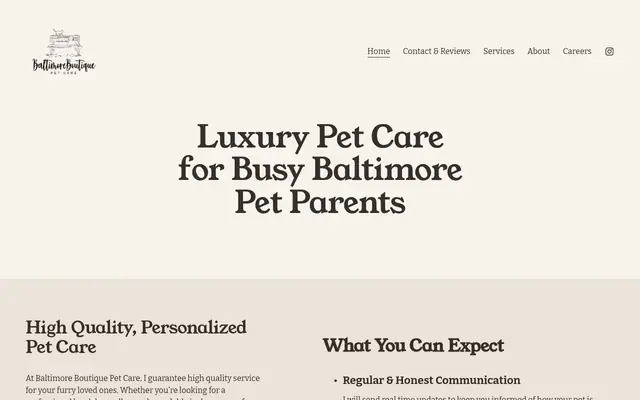 Homepage of Baltimore Boutique Pet Care – cat sitter in Baltimore, MD