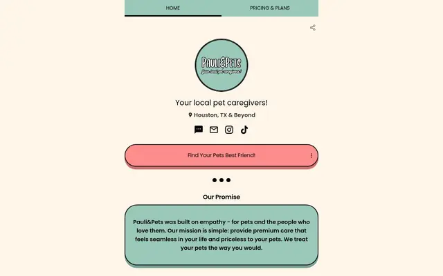 Homepage of Pauli&Pets – cat sitter in Texas