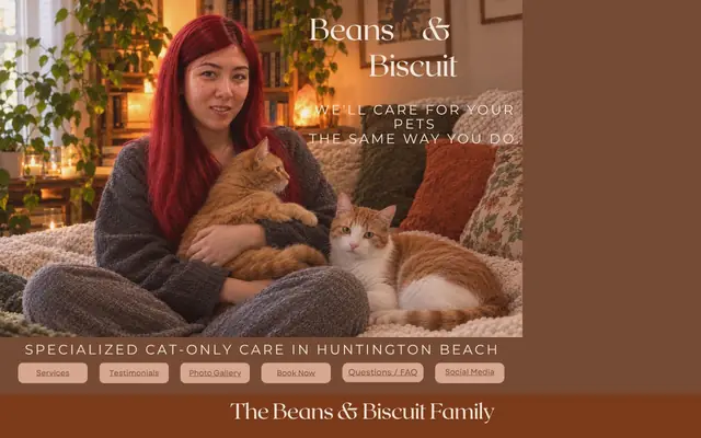 Homepage of Beans & Biscuit Cat Sitting – cat sitter in La Palma, CA