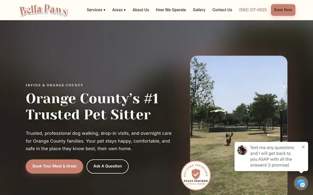 Homepage of Bella Paws – cat sitter in Costa Mesa, CA