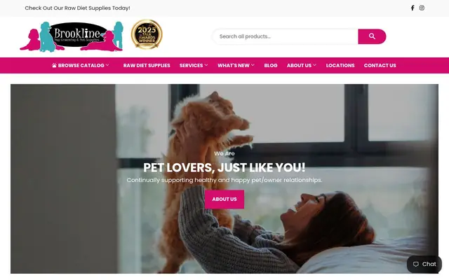 Homepage of Brookline Grooming & Pet Supplies – cat sitter in Brookline, MA
