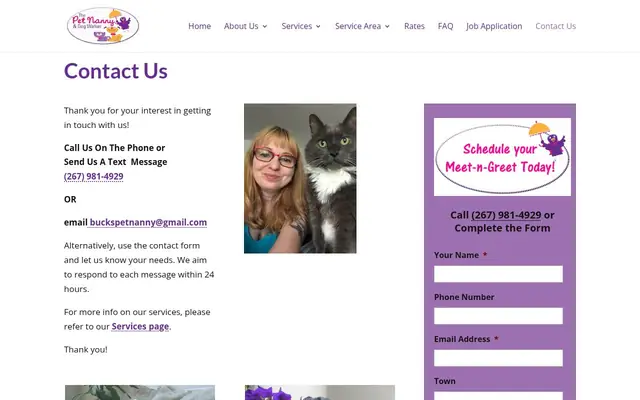 Homepage of The Pet Nanny – cat sitter in Levittown, PA