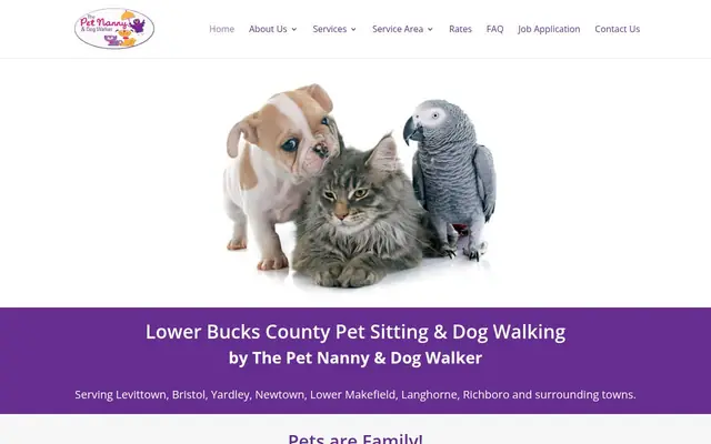 Homepage of The Pet Nanny and Dog Walker – cat sitter in Bensalem, PA