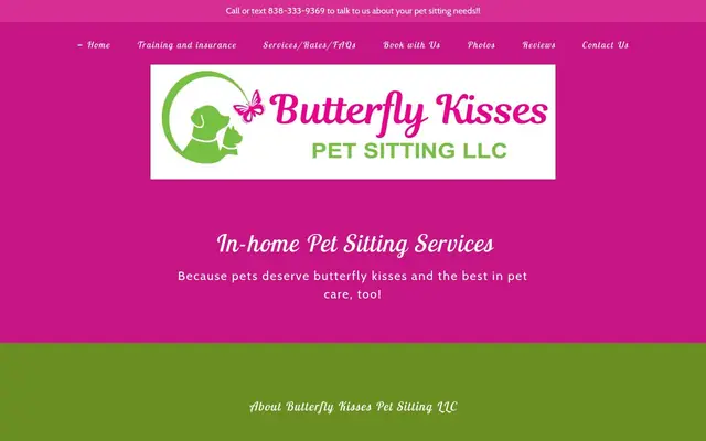 Homepage of Butterfly Kisses Pet Sitting LLC – cat sitter in Cambridge, NY