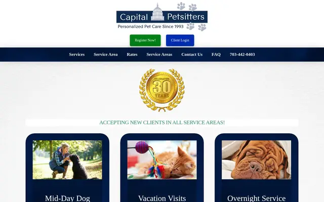 Homepage of Capital Petsitters – cat sitter in Falls Church, VA