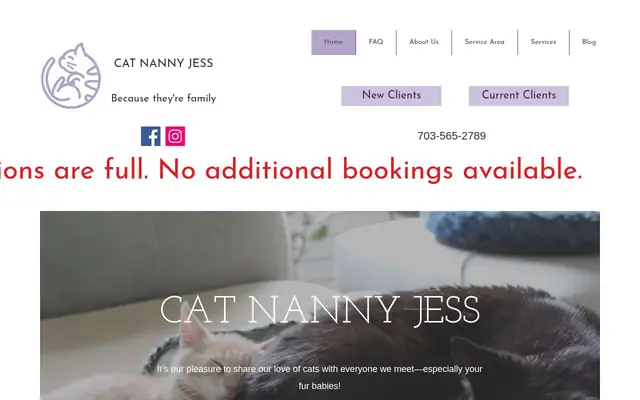 Homepage of Cat Nanny Jess – cat sitter in Virginia