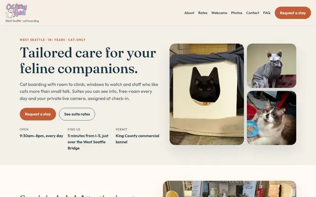 Homepage of Cat Sitting Hotels – cat sitter in Seattle, WA