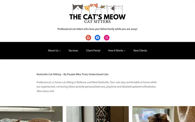 Homepage of The Cat's Meow Cat Sitters, LLC – cat sitter in Tennessee