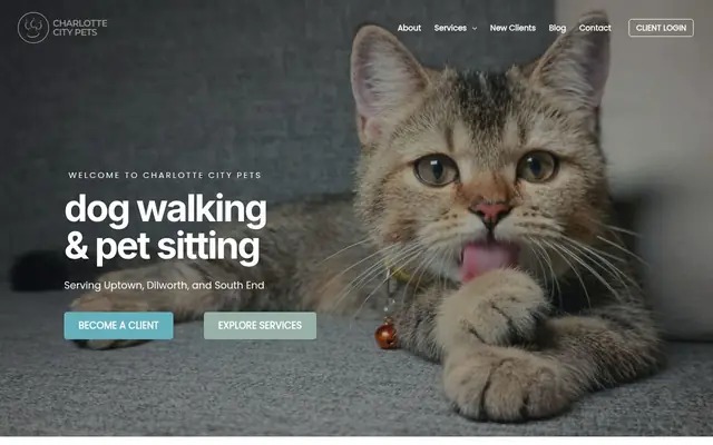 Homepage of Charlotte City Pets Dog Walking & Pet Sitting – cat sitter in Charlotte, NC