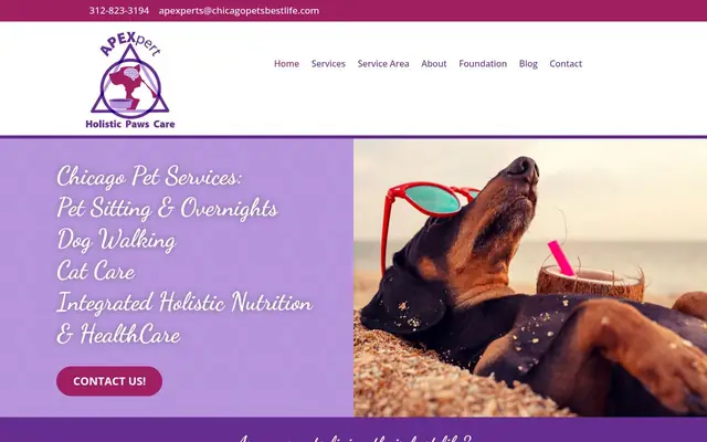 Homepage of APEXpert Holistic Paws Care – cat sitter in Chicago, IL