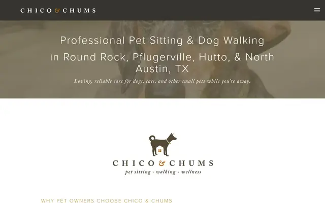Homepage of Chico & Chums Pet Sitting – cat sitter in Hutto, TX