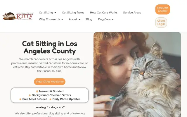 Homepage of The Comforted Kitty – cat sitter in Palos Verdes Peninsula, CA