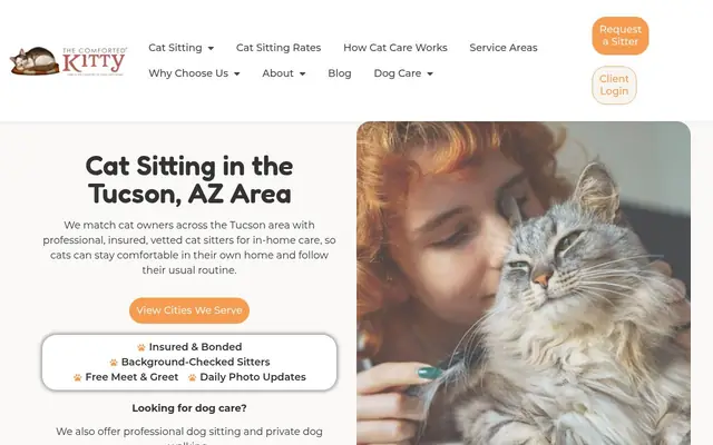 Homepage of The Comforted Kitty – cat sitter in Arizona