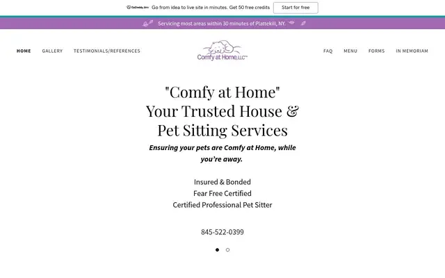 Homepage of Comfy at Home, LLC Pet Sitting Service – cat sitter in Newburgh, NY