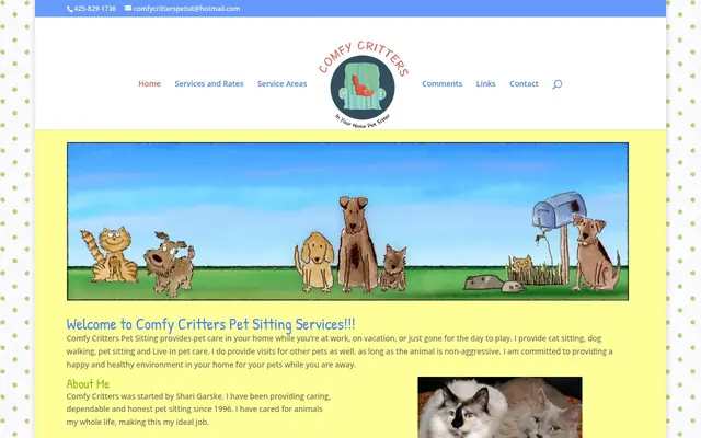 Homepage of Comfy Critters Pet Sitting and Dog Walking - Issaquah WA – cat sitter in Bellevue, WA
