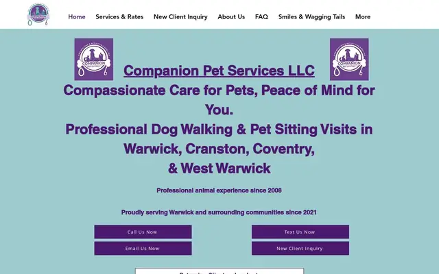 Homepage of Companion Pet Services LLC – cat sitter in Exeter, RI