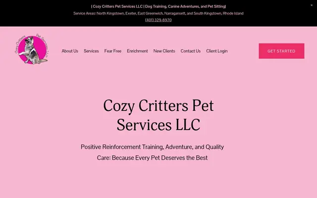 Homepage of Cozy Critters Pet Services LLC – cat sitter in Exeter, RI