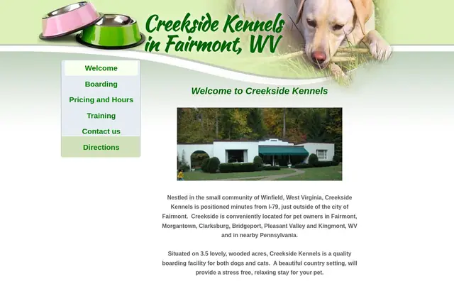 Homepage of Creekside Kennels – cat sitter in Fairmont, WV