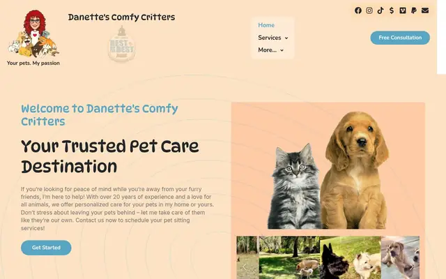 Homepage of Danette's Comfy Critters LLC – cat sitter in Dunnellon, FL