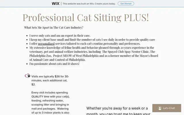 Homepage of Professional Cat Sitting PLUS! – cat sitter in Pennsylvania