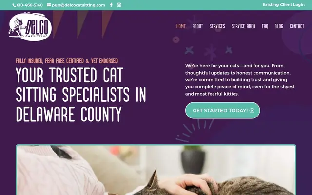 Homepage of Delco Cat Sitting – cat sitter in Pennsylvania