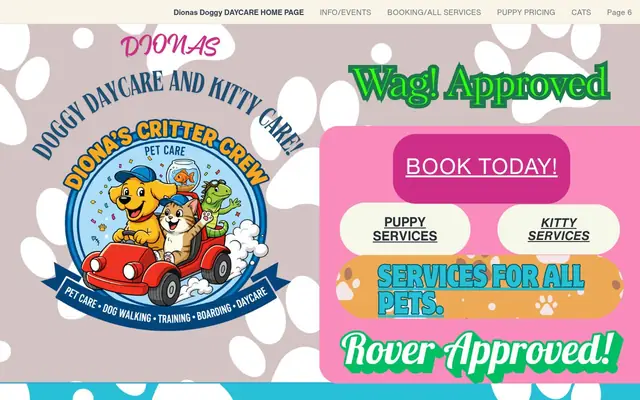 Homepage of Diona’s Doggy Daycare services – cat sitter in Aurora, CO