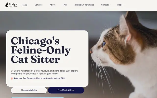 Homepage of Eddy's Cat Care – cat sitter in Illinois