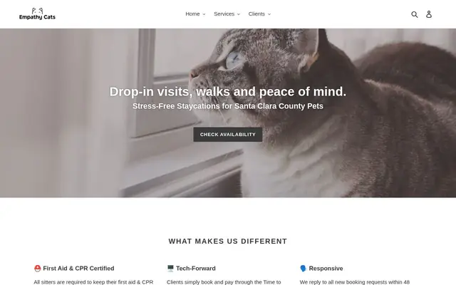 Homepage of Empathy Cats Pet Sitting – cat sitter in Milpitas, CA
