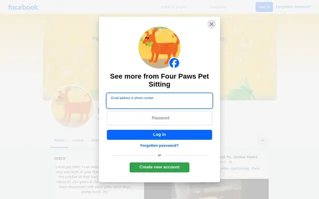 Homepage of Four Paws Pet Sitting – cat sitter in Altamonte Springs, FL