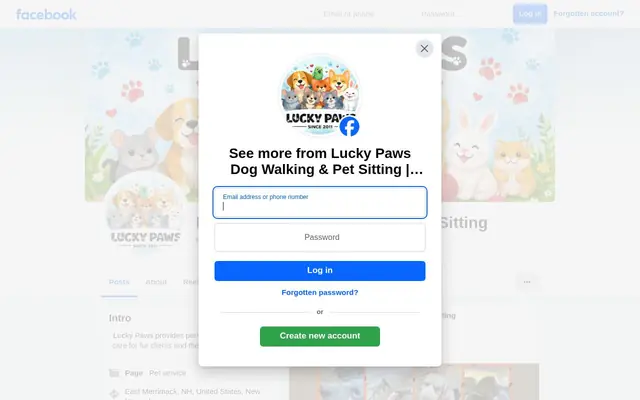 Homepage of Lucky Paws Dog Walking & Pet Sitting – cat sitter in Merrimack, NH