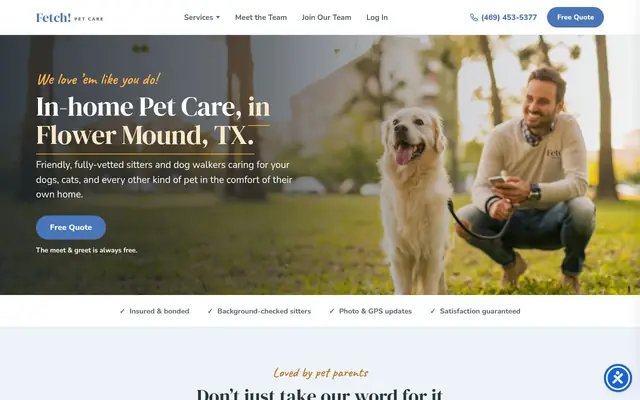 Homepage of Fetch! Pet Care of Flower Mound – cat sitter in Grapevine, TX