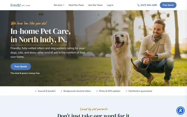 Homepage of Fetch! Pet Care North Indy – cat sitter in Indiana