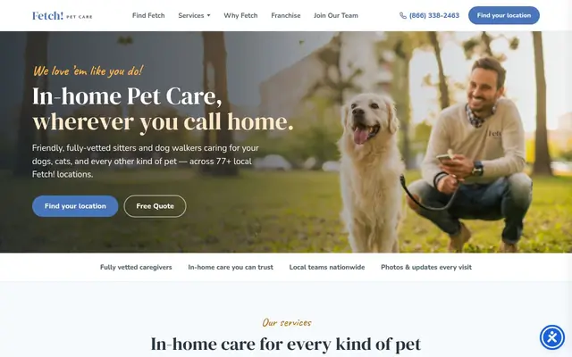 Homepage of Fetch! Pet Care – cat sitter in Pasadena, CA
