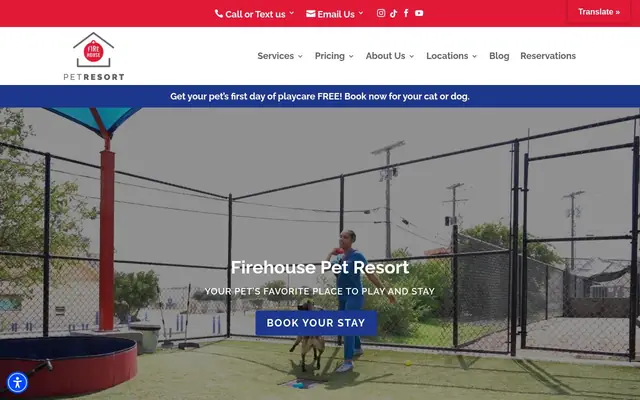Homepage of Firehouse Pet Resort Kyle – cat sitter in Kyle, TX
