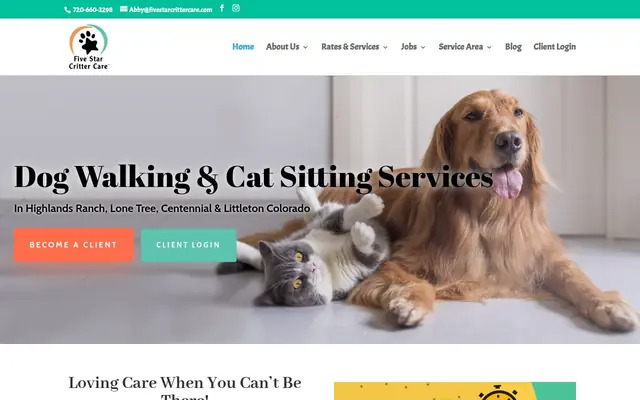 Homepage of Five Star Critter Care – cat sitter in Colorado