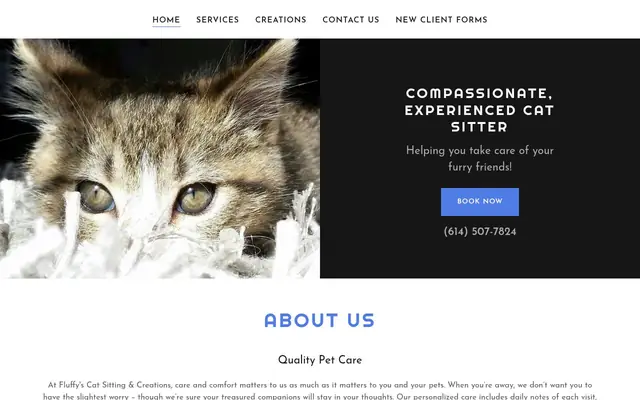 Homepage of Fluffy's Cat Sitting & Creations – cat sitter in Ohio