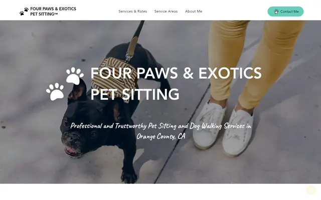 Homepage of Four Paws & Exotics Pet Sitting – cat sitter in Ladera Ranch, CA