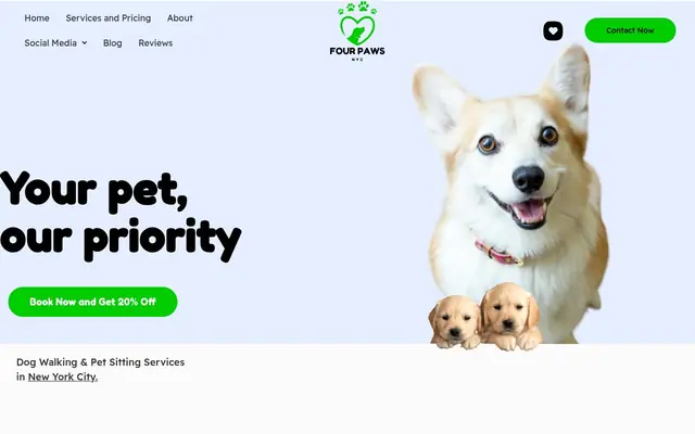 Homepage of Four Paws NYC Pet Services Inc. – cat sitter in Bellerose, NY