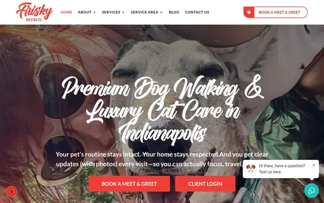 Homepage of Frisky Business Pet Care – cat sitter in Indiana