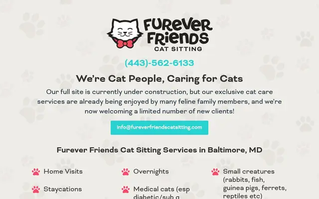 Homepage of Furever Friends Cat Sitting – cat sitter in Maryland