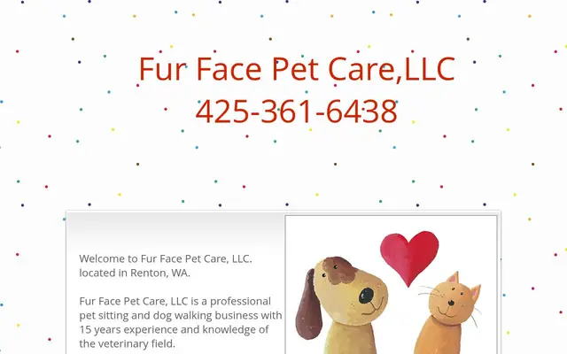 Homepage of Fur Face Pet Care, LLC. – cat sitter in Renton, WA
